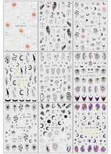 Jmeowio Nagelsticker Mond Stern Sonne 9 Blatt Nail Art Sticker Selbtklebend Nagelaufkleber Bunte Dekoration Nageldesign Zubehör