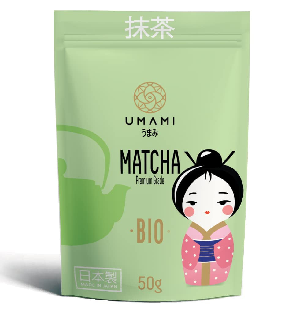 Matcha Umami Bio Green Tea Powder - prémiová kvalita, pěstováno v Uji, Kyoto (Japonsko) Z ekologického zemědělství. 50 g