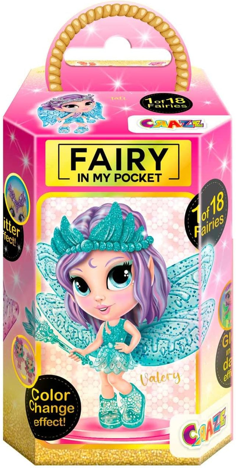 CRAZE Fairy in My Pocket | Pohádková panenka s křídly, sběratelská pohádková hračka se speciálními efekty, jako je třpyt, záře ve tmě a změna barvy Panenky Naty Shop