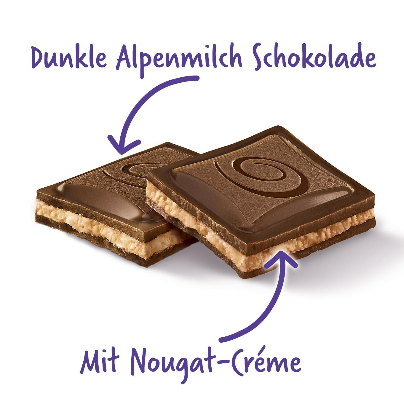 Milka Black Milk – alpská černá čokoláda s mléčnou a krémovou nugátovou náplní – 85g