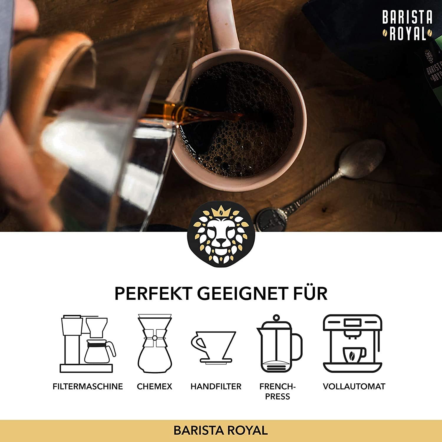 Degustační sada celozrnné kávy 5 x 350 g | Discovery balíček Kávová zrna v dárkové sadě | arabština | Fair Trade | Vegan | Ideální pro automatické kávovary na espresso, kávovary na espresso s filtrem, přelévací stroje na espresso a francouzské lisy | KRÁLOVSKÝ BARISTA
