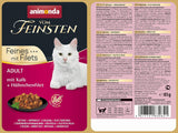 animonda vom Feinsten mit Fillets, Katzenfutter nass mit Kalb + Hühnchenfilet, 18 porcí beutel (18 x 85 g), getreidefreies Katzen Nassfutter ohne Zucker, mit fleischigen Ingredient