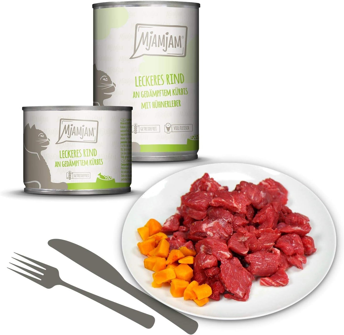 MjAMjAM - prémiové mokré krmivo pro kočky - Smíšené balení I - kuře, hovězí maso, srdíčka 6 balení (6 x 200 g), bez obilovin s extra masem