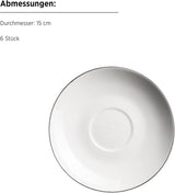Série MÄSER Felise, elegantní kávový servis pro 6, nadčasový, černý okraj, porcelán, bílá