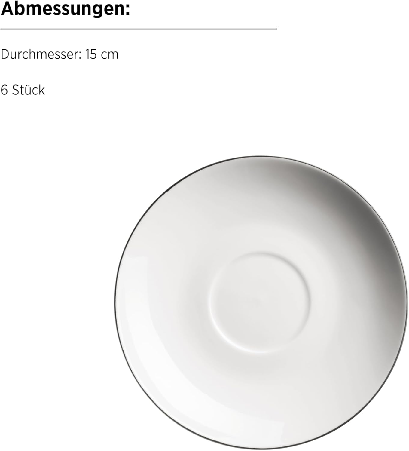 Série MÄSER Felise, elegantní kávový servis pro 6, nadčasový, černý okraj, porcelán, bílá