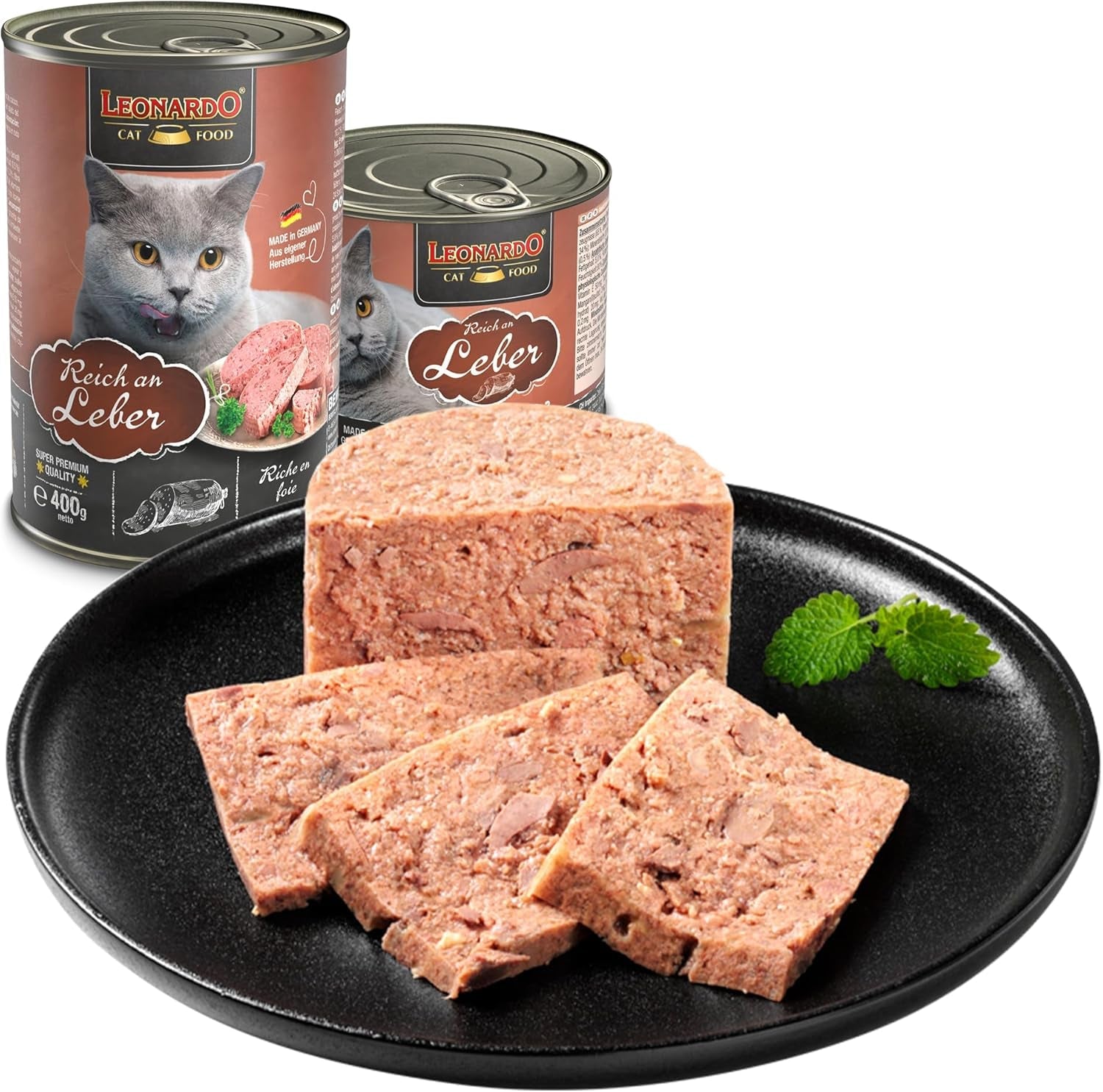 LEONARDO Mokré krmivo [6x400g játra] | Mokré krmivo pro kočky bez obilovin | Kompletní mokré konzervy