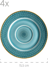 Kávový set Prospero Premium pro 4 osoby, kvalita restaurace, 12dílný moderní kávový servis v jedinečném stylu vintage, odolný porcelán, modrá