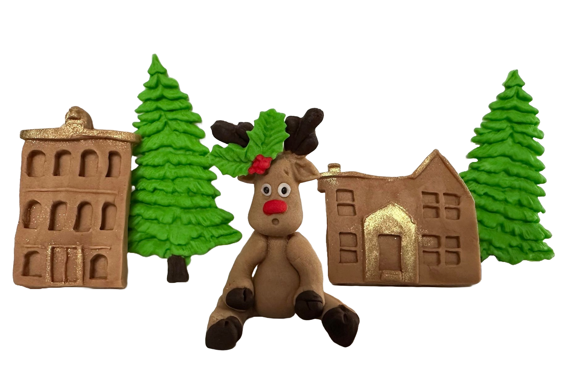 Sada 5 jedlých cukrových dekorací, dekorace z cukrové pasty Santa's City Nati Shop