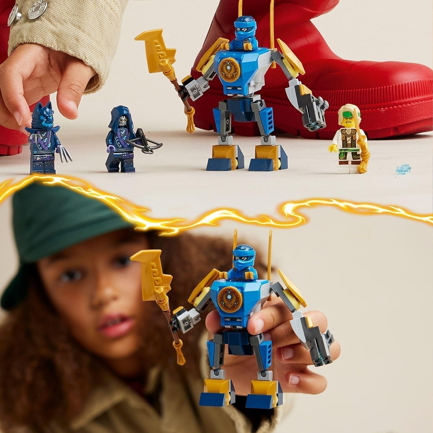 LEGO NINJAGO Jay Battle Mech, hračka ninja pro děti s figurkami, včetně minifigurky Jaye s mini katanou, akčními figurkami a robotem, malý dárek pro kreativní chlapce a dívky od 6 let 71805 Stavebnice Besuche den LEGO-Store