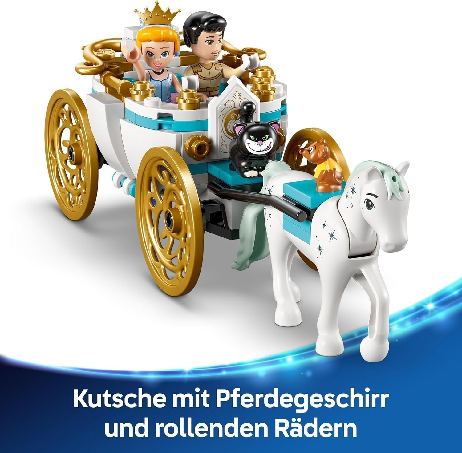LEGO Ç€ Disney Princezna Castle Popelka a kočár tažený koňmi, Sada pro dívky od 6 let, Fantastická hračka s princeznou Popelkou a princem okouzlujícími mini panenkami, Tip na dárek pro fanoušky Disney 43275 Stavebnice Beuche den LEGO-Store