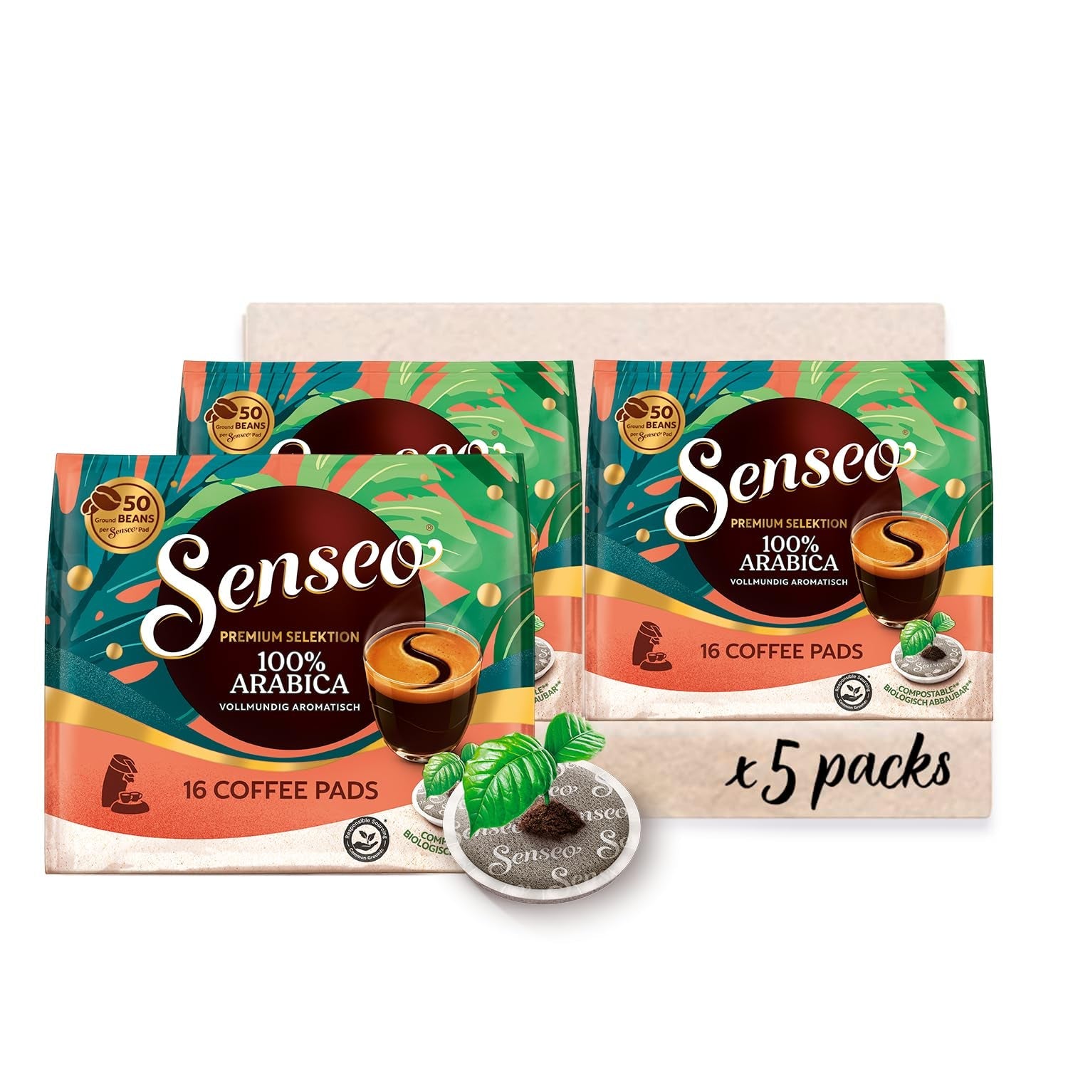 Senseo Pads Premium Selection, 5 x 16 Getränke, 80 kaffeepadů