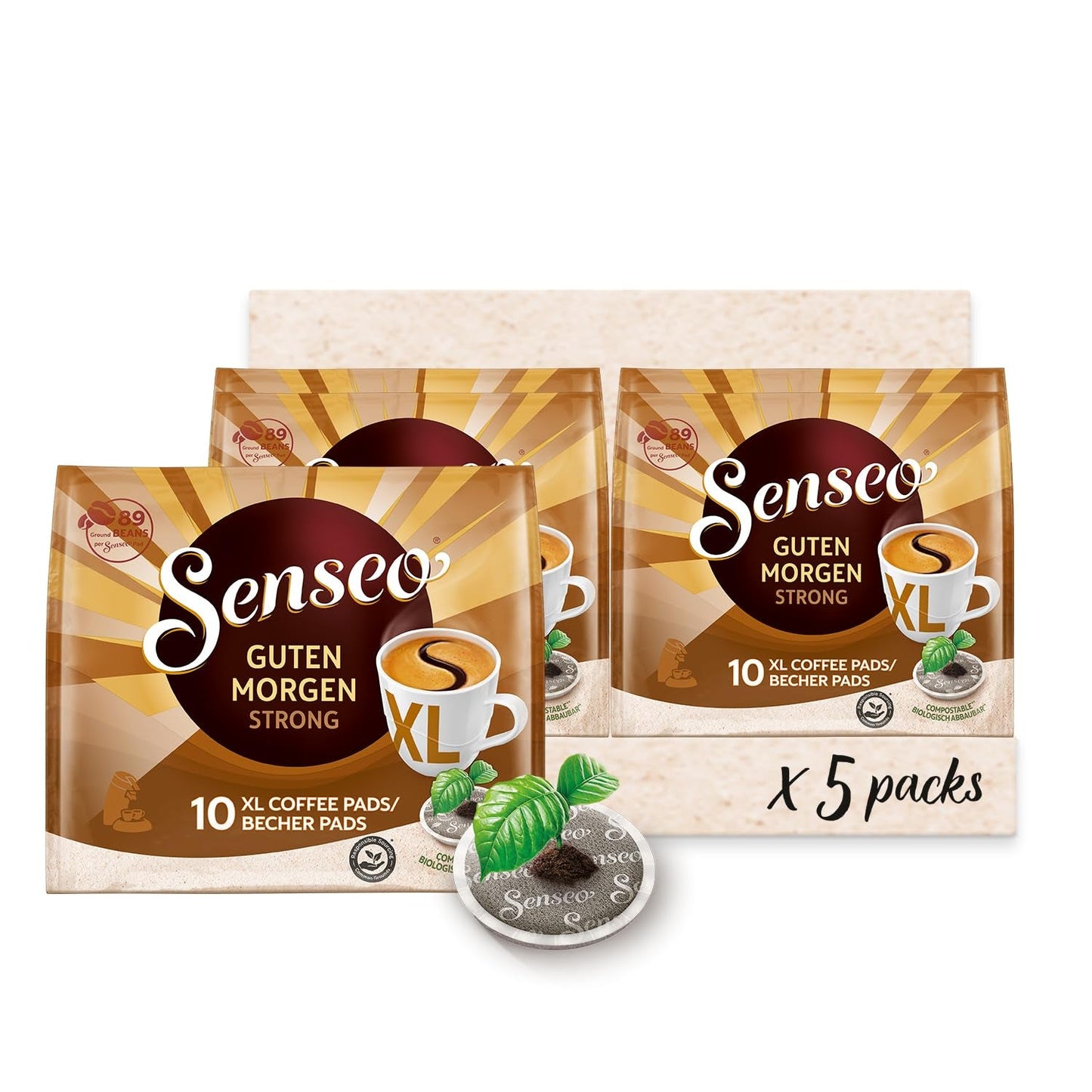Senseo Pads Guten Morgen Strong XL, 5 x 10 Getränke, 50 Kaffeepadů