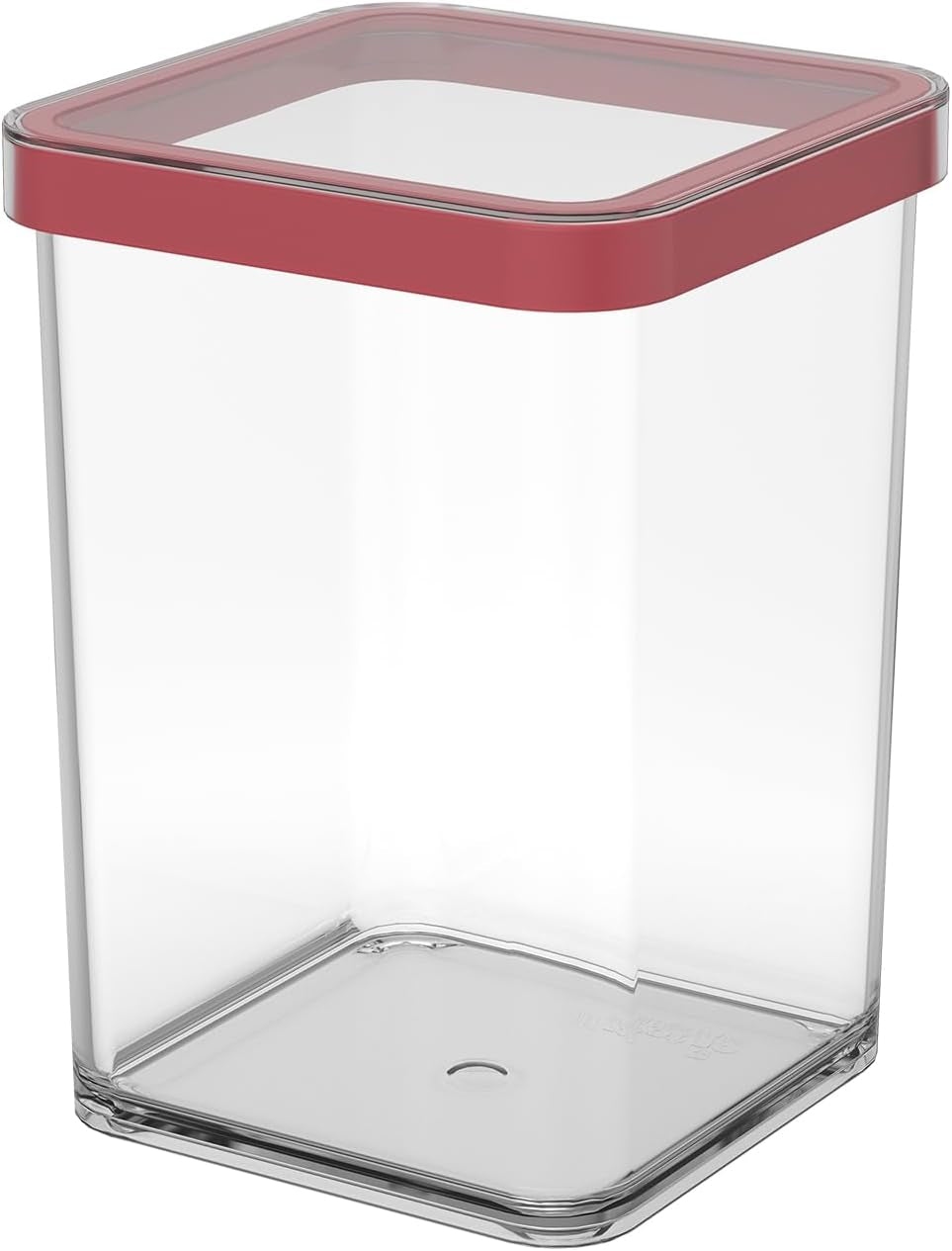 Rotho Loft sada 5 dóz s víčkem, různé velikosti, potravinářský plast (PP) bez BPA, průhledná/červená, (21,4 x 21,4 x 23,5 cm) dózy na potraviny Naty Shop 1 l čtvercový