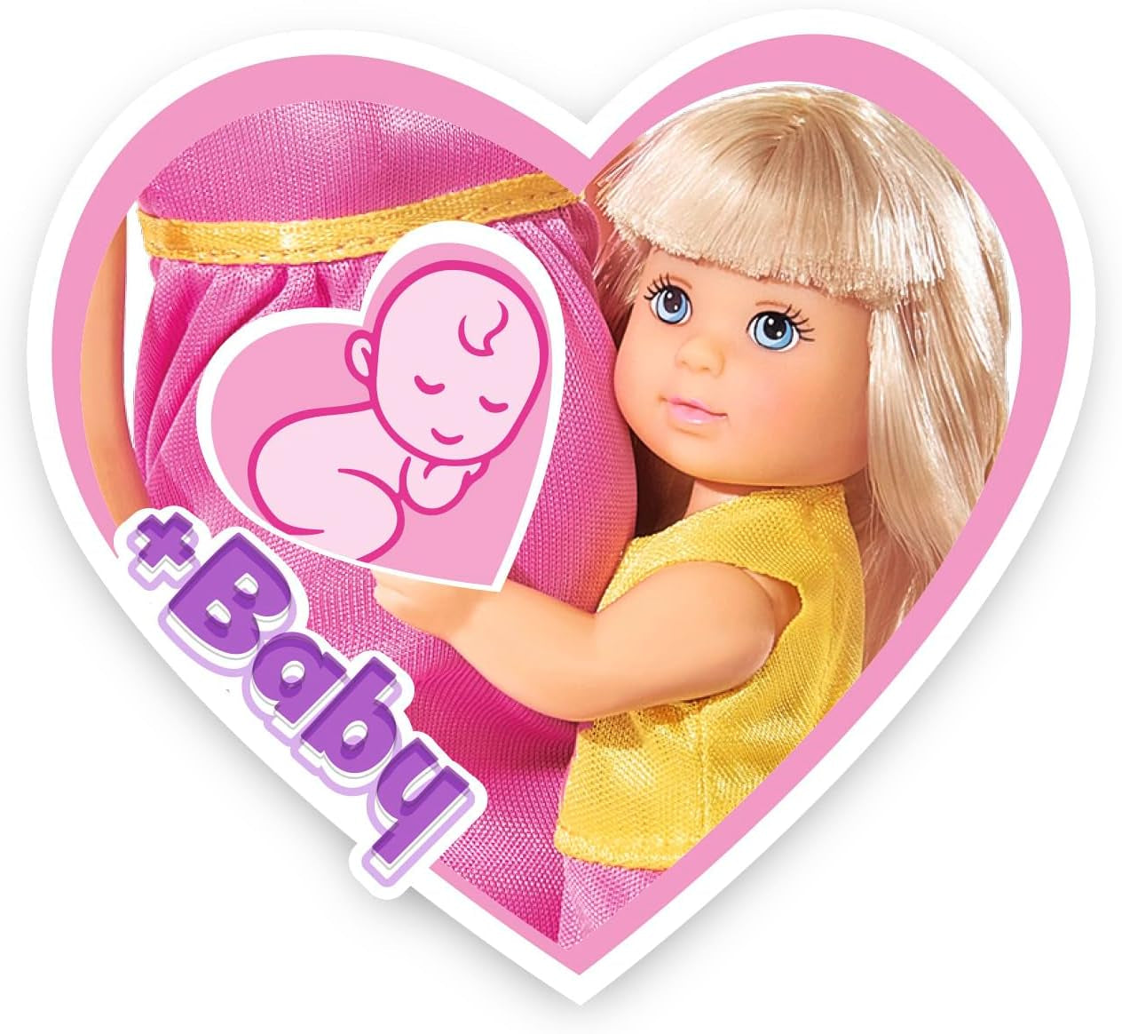 Simba 105733673 - Steffi Love Šťastná rodina, těhotná panenka, Kevin, Evi a miminko s kočárkem, 11 kusů, doplňky, 30 cm, věk 3+