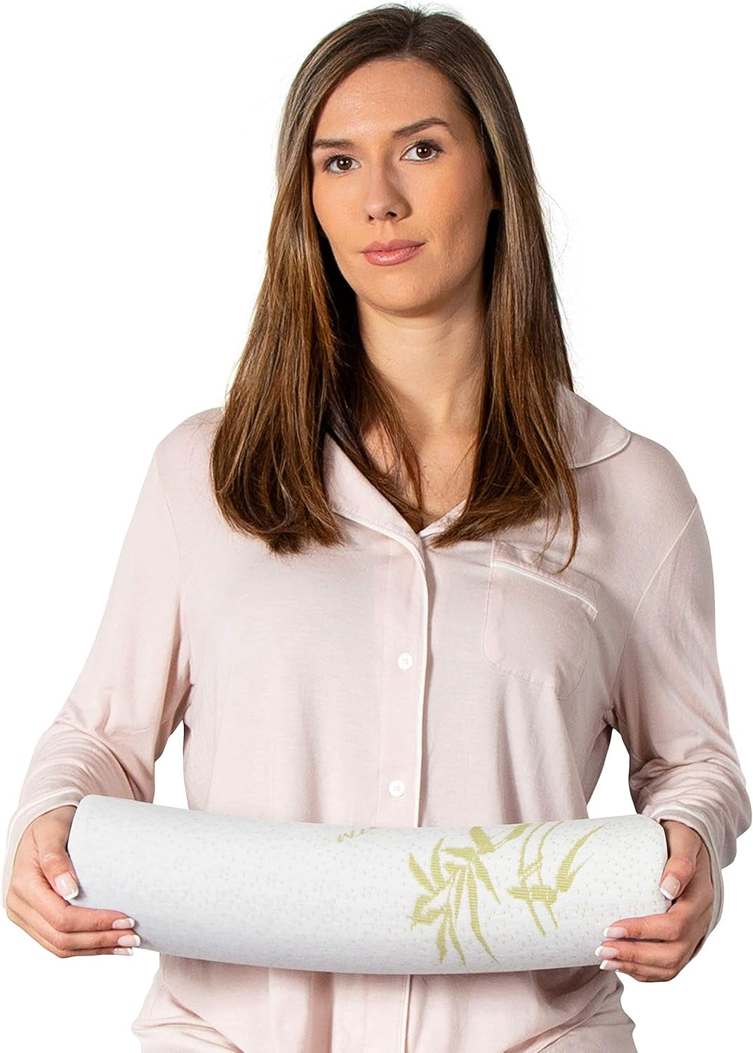 Milliard Visco pěnová roláda na krk s omyvatelným potahem, certifikace Oeko-Tex, střední tvrdost, 10X43 cm, ideální pro alergiky, cestovní polštář, polštář s kulatým výstřihem, polohovací válec, kolená, krční ortopedické polštáře Naty Shop