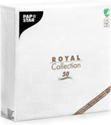 Papstar, 50 ubrousků "ROYAL Collection" 1/4-násobek 48 cm x 48 cm bílá, #11577
