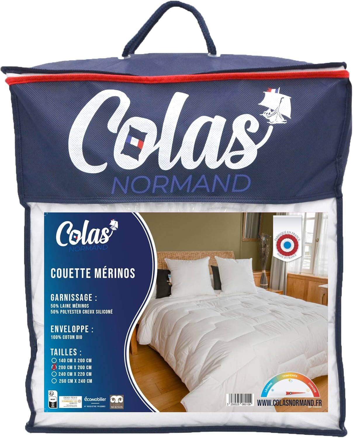 COLAS NORMAND Přikrývka, 200 X 200 cm, organická bavlna a vlna Merino, hřejivá, lze prát v pračce na 30 °C Přikrývky a přikrývky Naty Shop Výchozí název