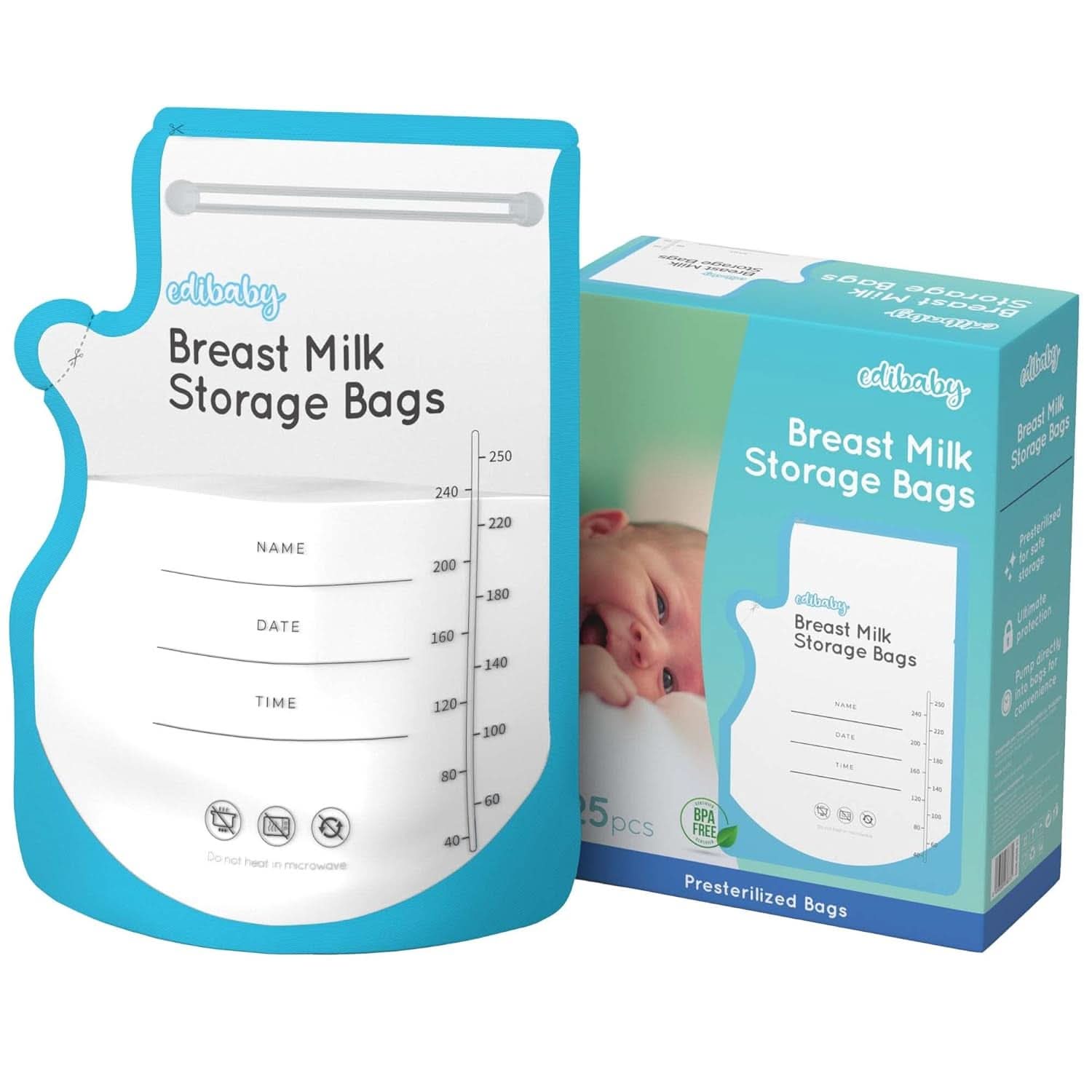 Edibaby, Sáčky na mateřské mléko, 100 kusů, sterilizované, bez BPA Příslušenství Potraviny a kojení Bebe Naty Shop