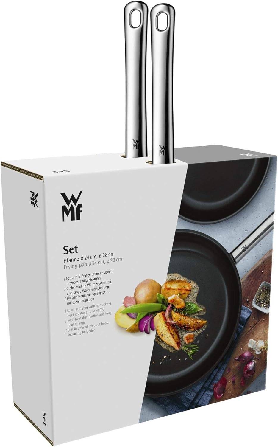 WMF Devil 2dílná sada pánví, indukční pánev 24, 28 cm, nerezová ocel Cromargan, keramický povrch, hrnce a pánve vhodné do trouby Naty Shop