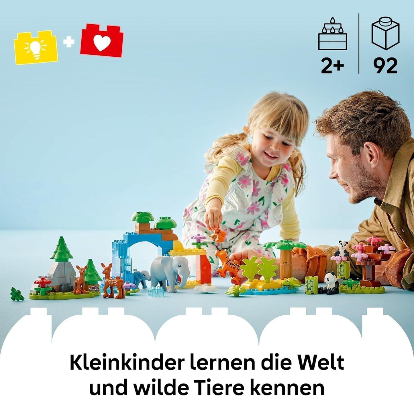 Stavebnice LEGO DUPLO Town Wild Animal Families 3 v 1, vzdělávací hračka pro batolata s želvami, tygry, slony, jeleny, pandami, sada pro předškoláky od 2 let, stavebnice s figurkami zvířat 10446 stavebnic Beuche den LEGO-Store