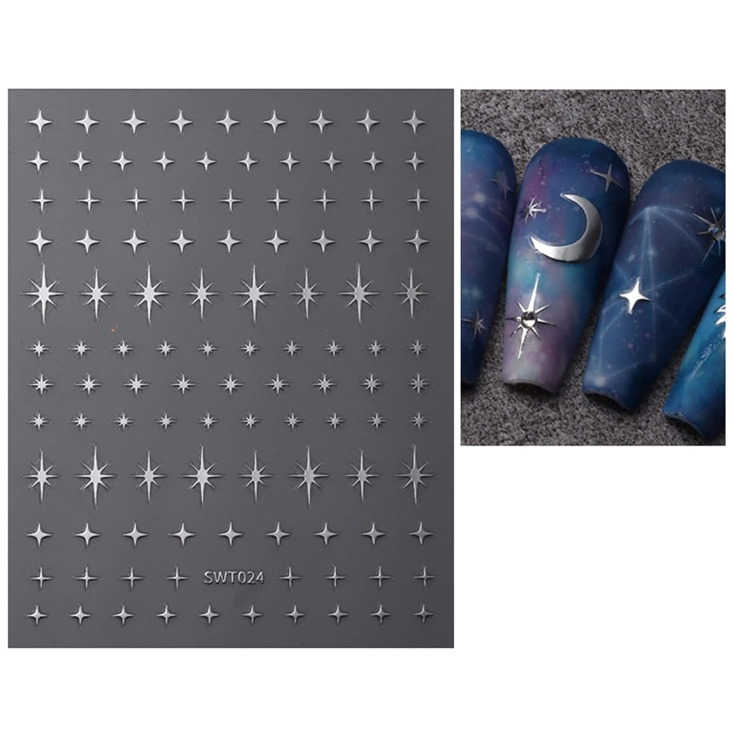 JMEOWIO Nálepka na nehty Mond Stern 9 Blatt Nálepka na nehty Selbstklebend Nagelaufkleber Bunter Dekoration Nageldesign Zubehör