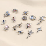 16 Stile Luxus Mond Stern Nagel Charms 3D Nail Charms Y2K Legierung Strasssteine ​​​​Bogen Schmetterling Nagel Schmuck Metall Nail Art Charms Nägel Glitzersteine ​​​​Nailart Rhinestones Nageldesign Zubehör