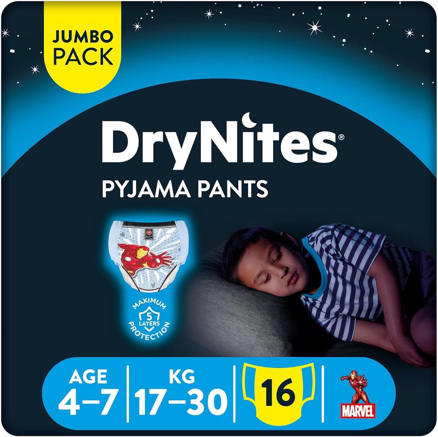 HUGGIES Drynites noční pleny, pro chlapce 4-7 let (17-30 kg), 30 kusů Naty Shop