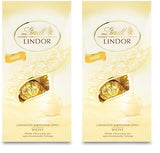 Lindt bílé čokoládové kuličky LINDOR | 137g sáček | Přibl. 10 bílých čokoládových kuliček s náplní rozplývající se v ústech | Čokoládová dárková sada | Čokoládová dárková sada (balení 2 ks)
