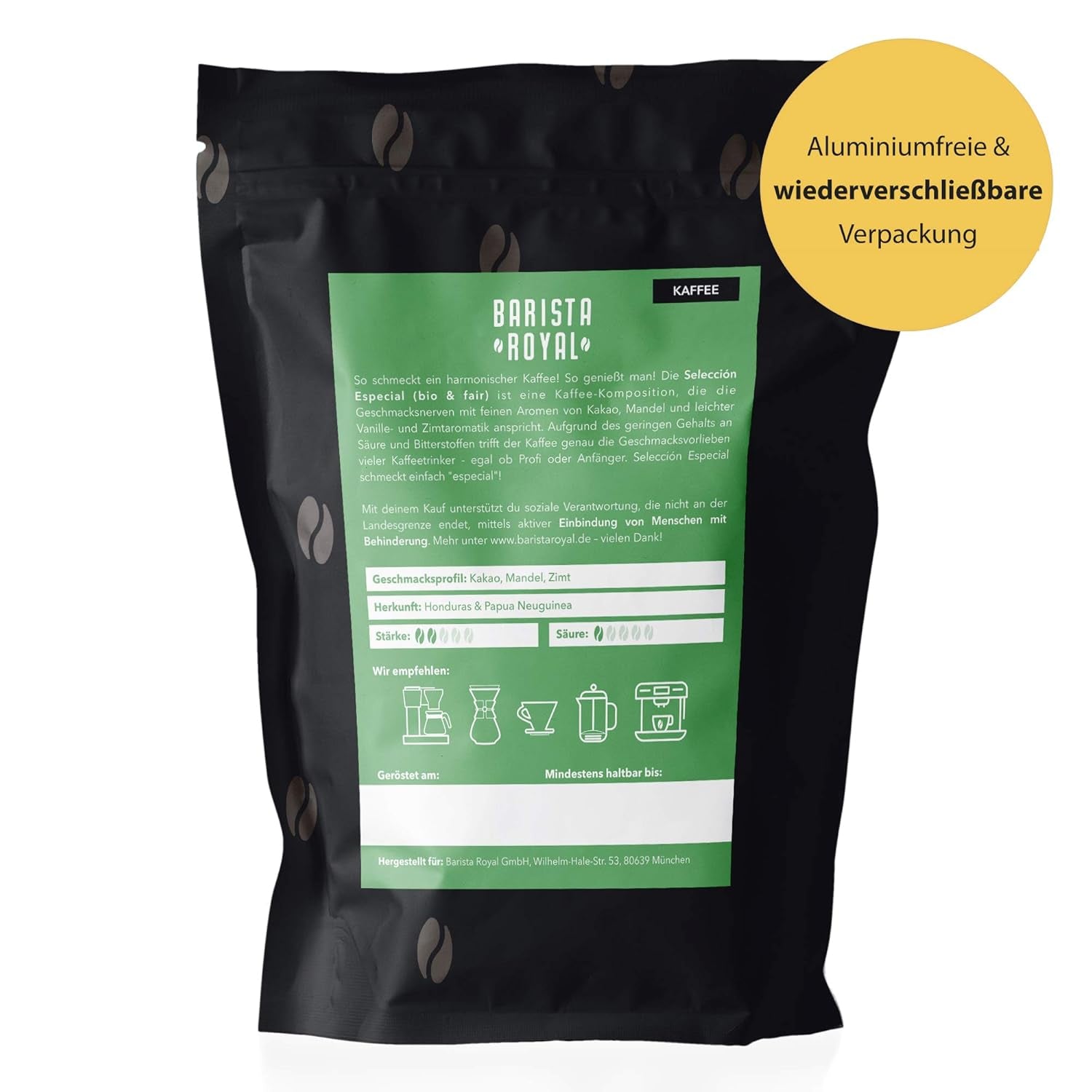 BARISTA ROYAL Bio Kaffeebohnen 1kg "Speciální výběr" | Frische Kaffeebohnen direkt gehandelt | 70% Arabica, 30% Robusta Kaffee ganze Bohnen | Ideální pro plně automatické a filtrační stroje