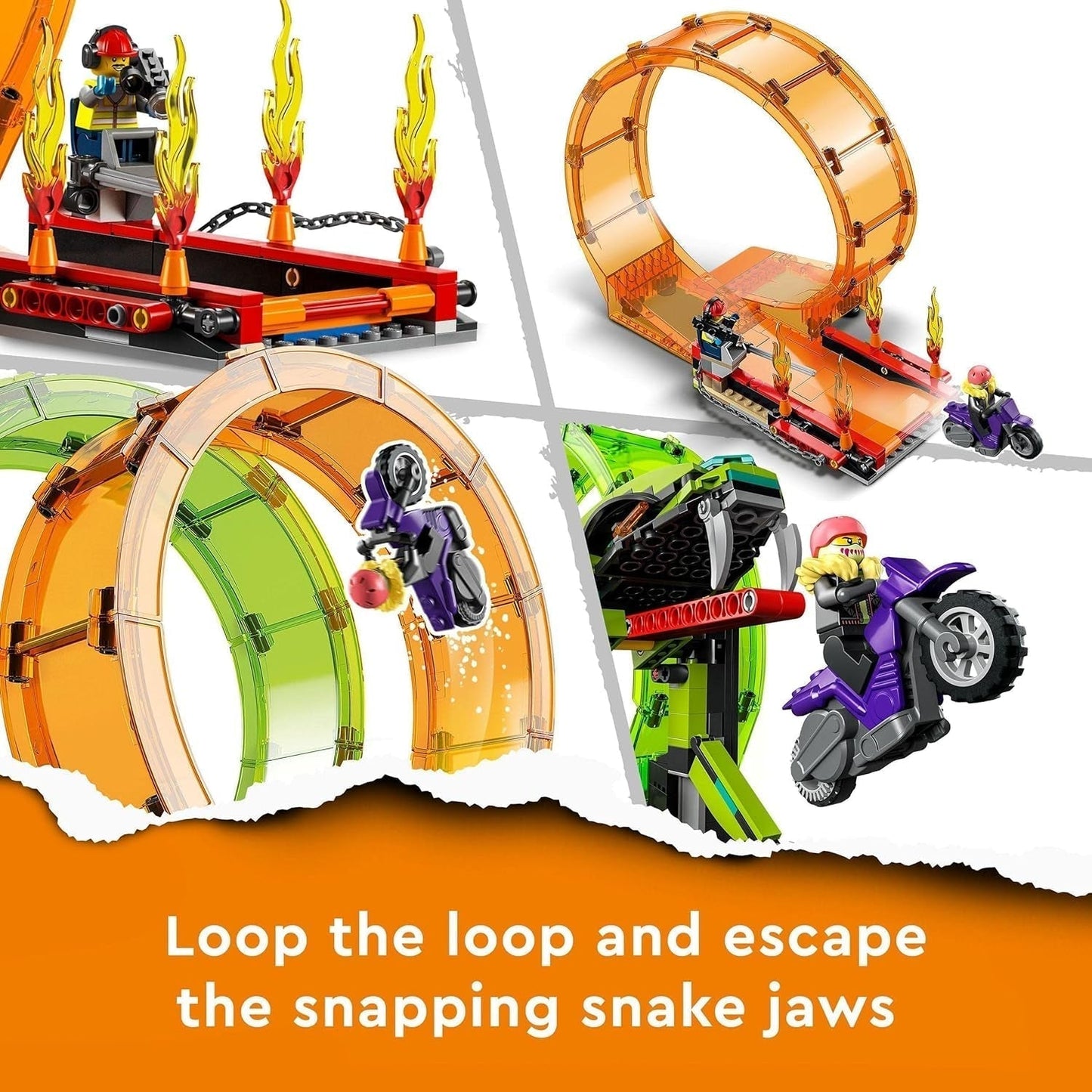 LEGO 60339 City Stuntz Stuntz Show Double Looping Set, vč. rampa, monster truck, 2X motocykl a 7 minifigurek, hračka pro děti od 7 let Stavebnice Besuche den LEGO-Store