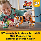 LEGO 31129 Creator Majestátní tygr, panda nebo ryba Sada figurky zvířat 3 v 1 Hračka pro děti Chlapci a dívky Stavebnice zvířat Stavebnice Stavebnice Besuche den LEGO-Store
