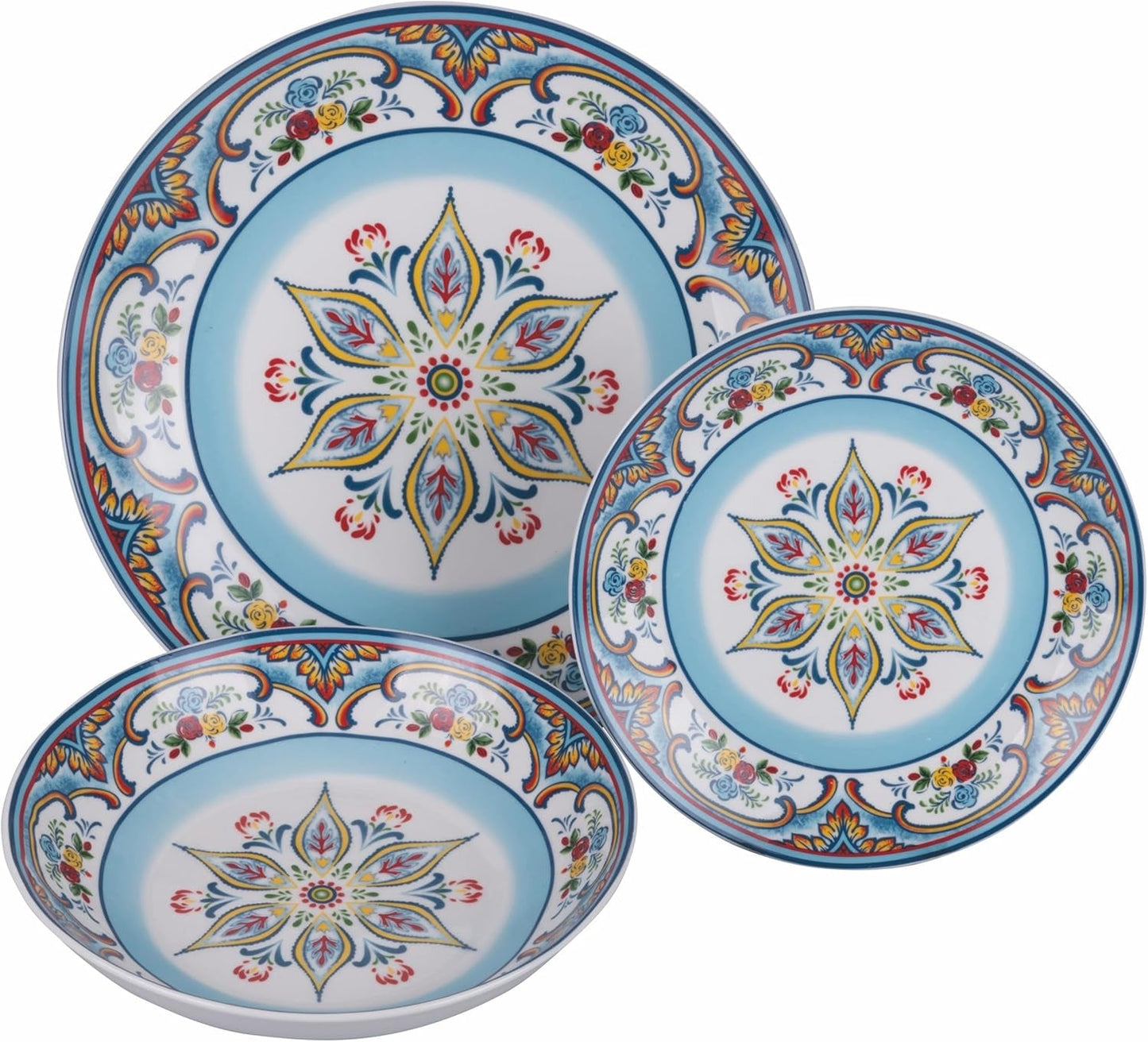 18dílný porcelánový jídelní servis, 6 různých sad talířů, Andalusie