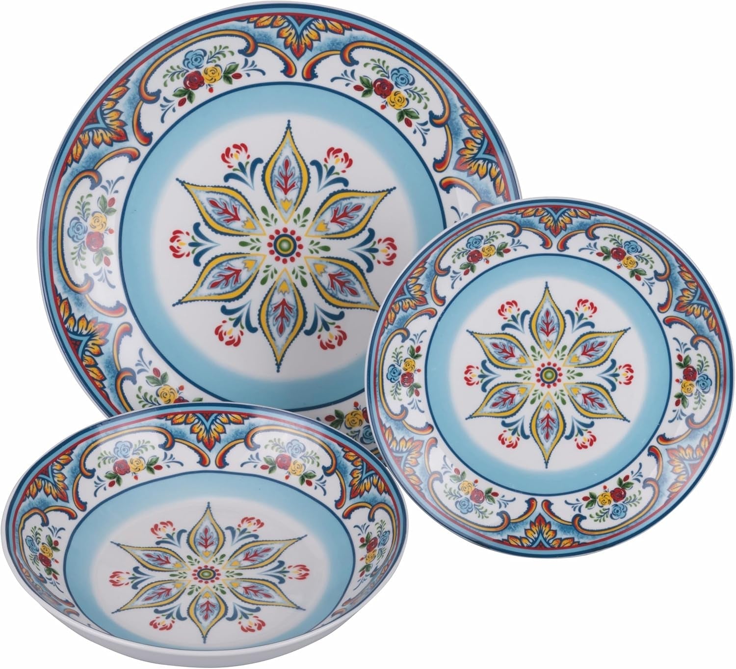 18dílný porcelánový jídelní servis, 6 různých sad talířů, Andalusie