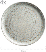 MÄSER 931744 Pikantní market Series, ručně malovaná sada nádobí pro 4 osoby ve vintage středomořském designu, 16dílná keramická kombinovaná sada, zelená, kamenina