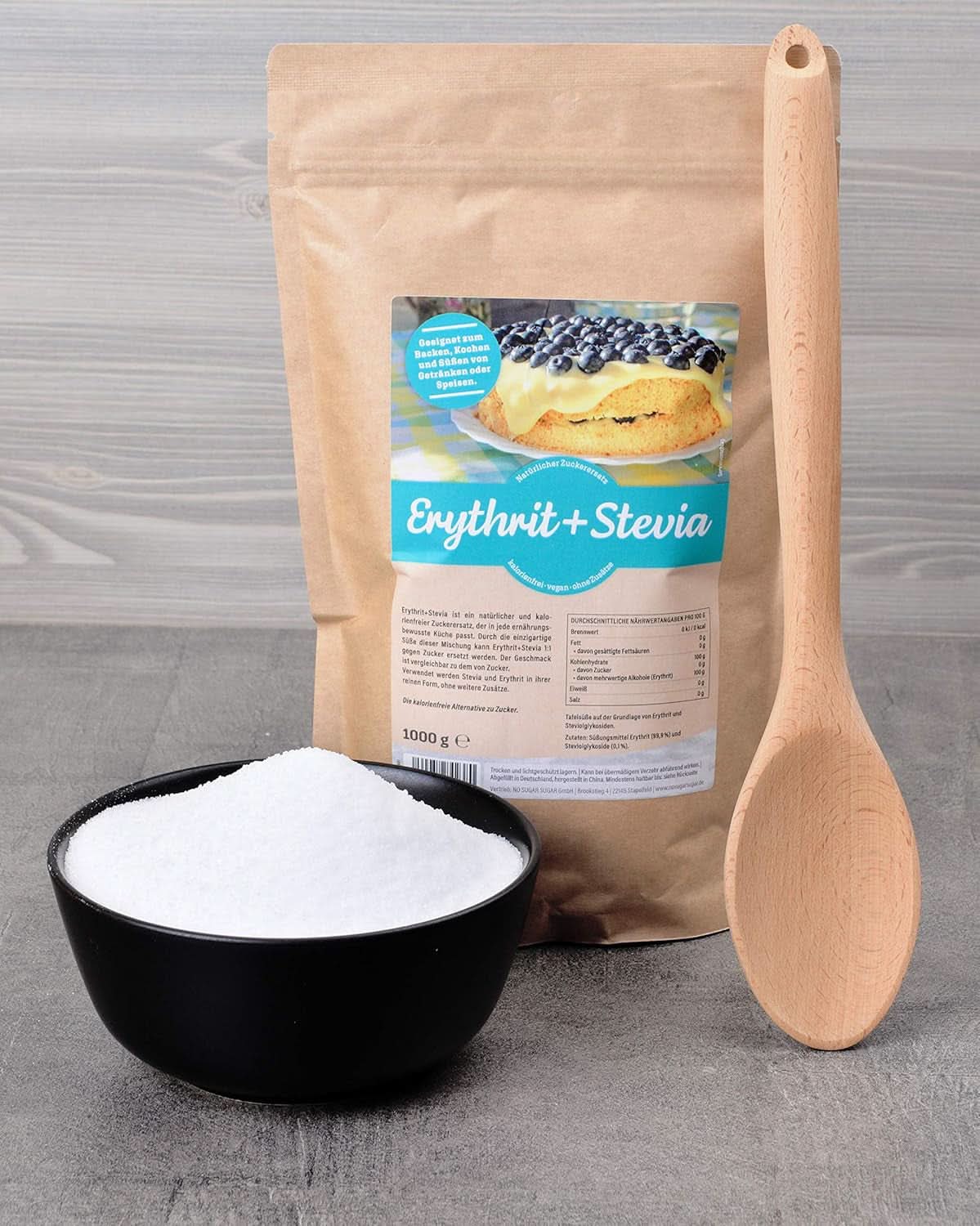 Erythritol + Stévie Přírodní náhražka cukru bez kalorií 1:1, 1 kg Sladidla Naty Shop