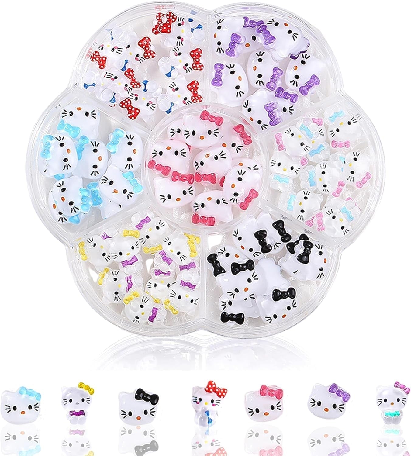 3D nálepky na nehty pro kočky, třpytky na nehty, flitry, pryskyřicové nálepky na nehty, drahokamy na nehty, diamanty pro nail art, včetně voskové tyčinky s drahokamy (barevná kočka)