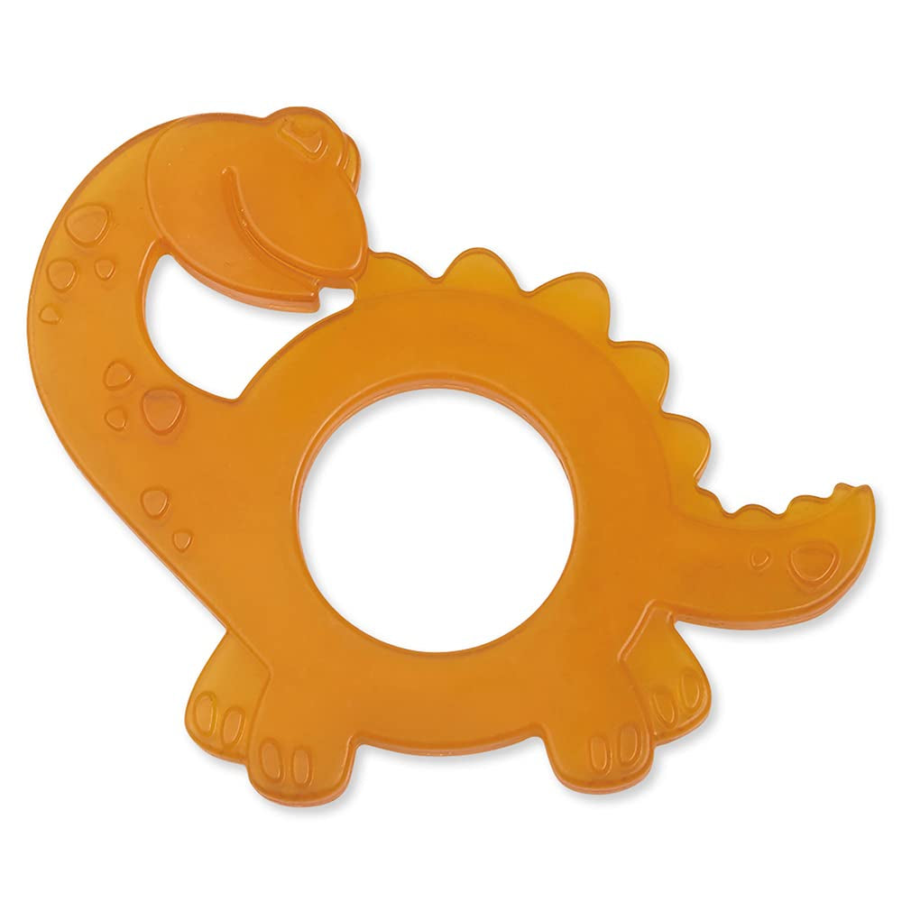 GRÜNSPECHT Organický kousací kroužek Přírodní kaučuk pro kousání miminek, masáž dásní, bez BPA, měkký, podporuje jemnou motoriku, vzor dinosaura (639-V1)