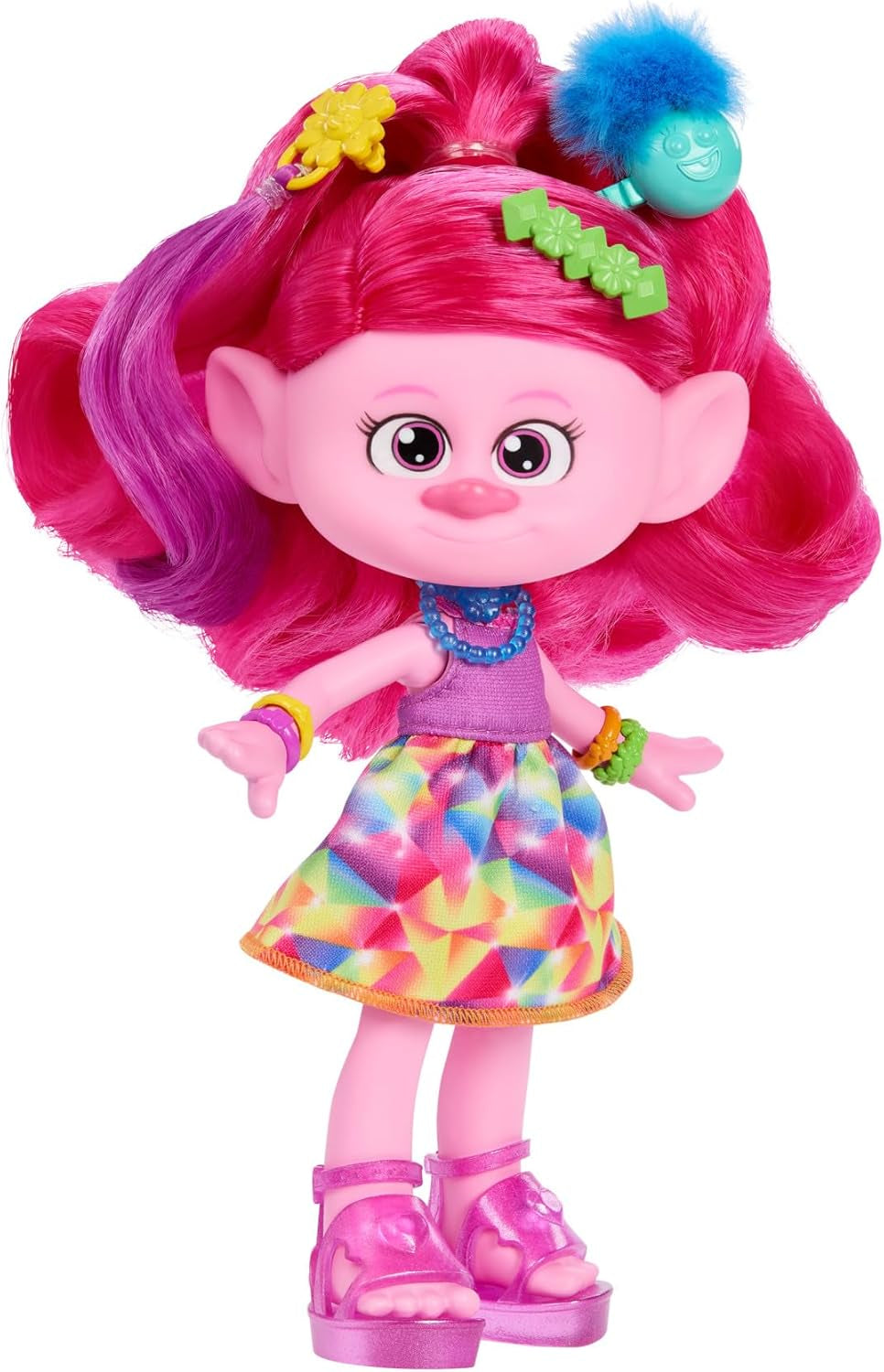 Mattel DREAMWORKS Trolls Together Strong - Vlasová panenka Queen Poppy Fashion - 15+ doplňků, třpytivý hřeben, omyvatelný třpytivý gel, pro věk 3+, panenky Naty Shop HNF25
