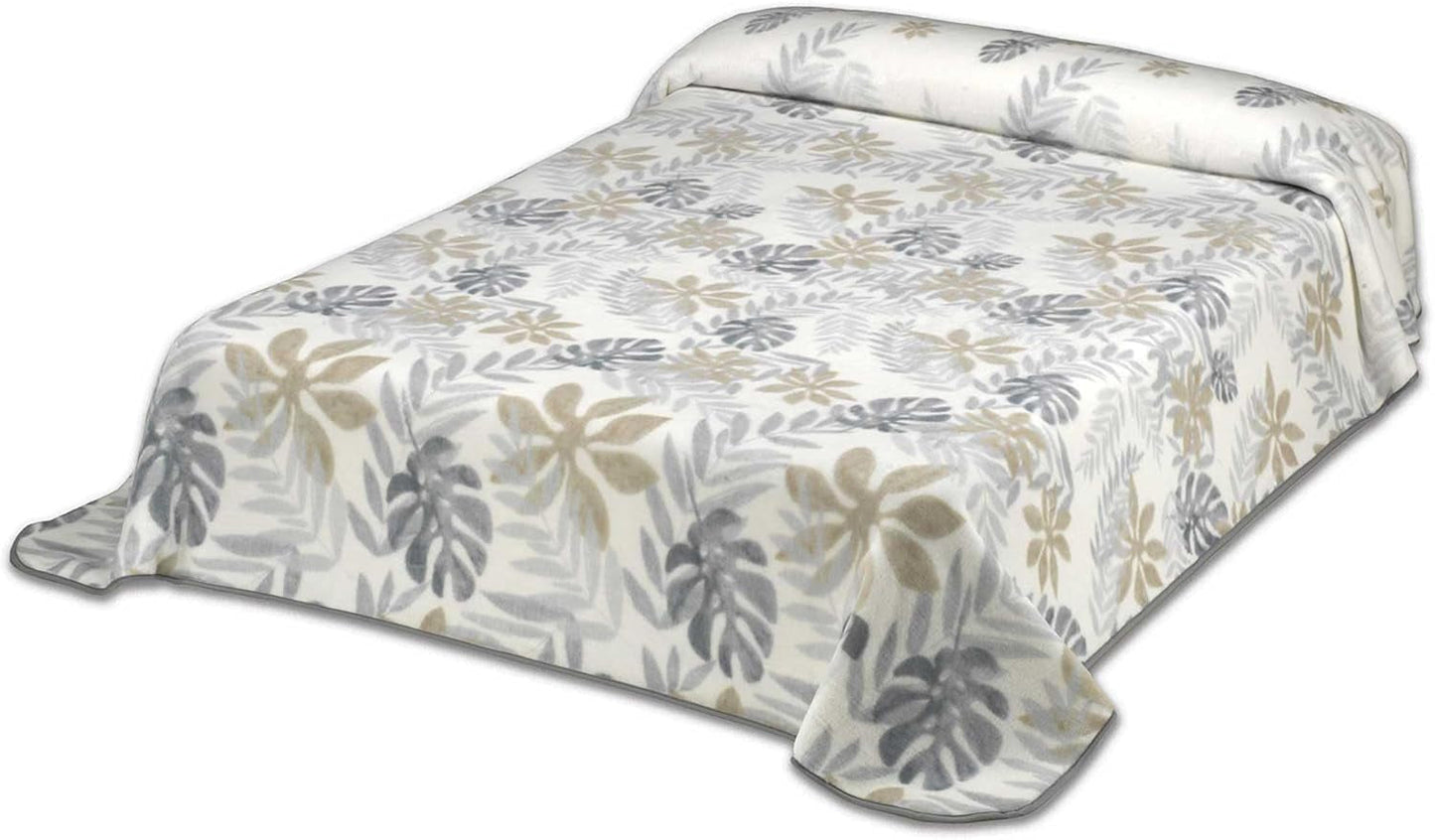 Potištěná přikrývka, velký objem, 100% polyester, 450 G/M², měkká, na podzim/zimu, design Harmony N10, 170 x 240 cm, na postele 90/105 cm, šedé peřiny a přikrývky Naty Shop