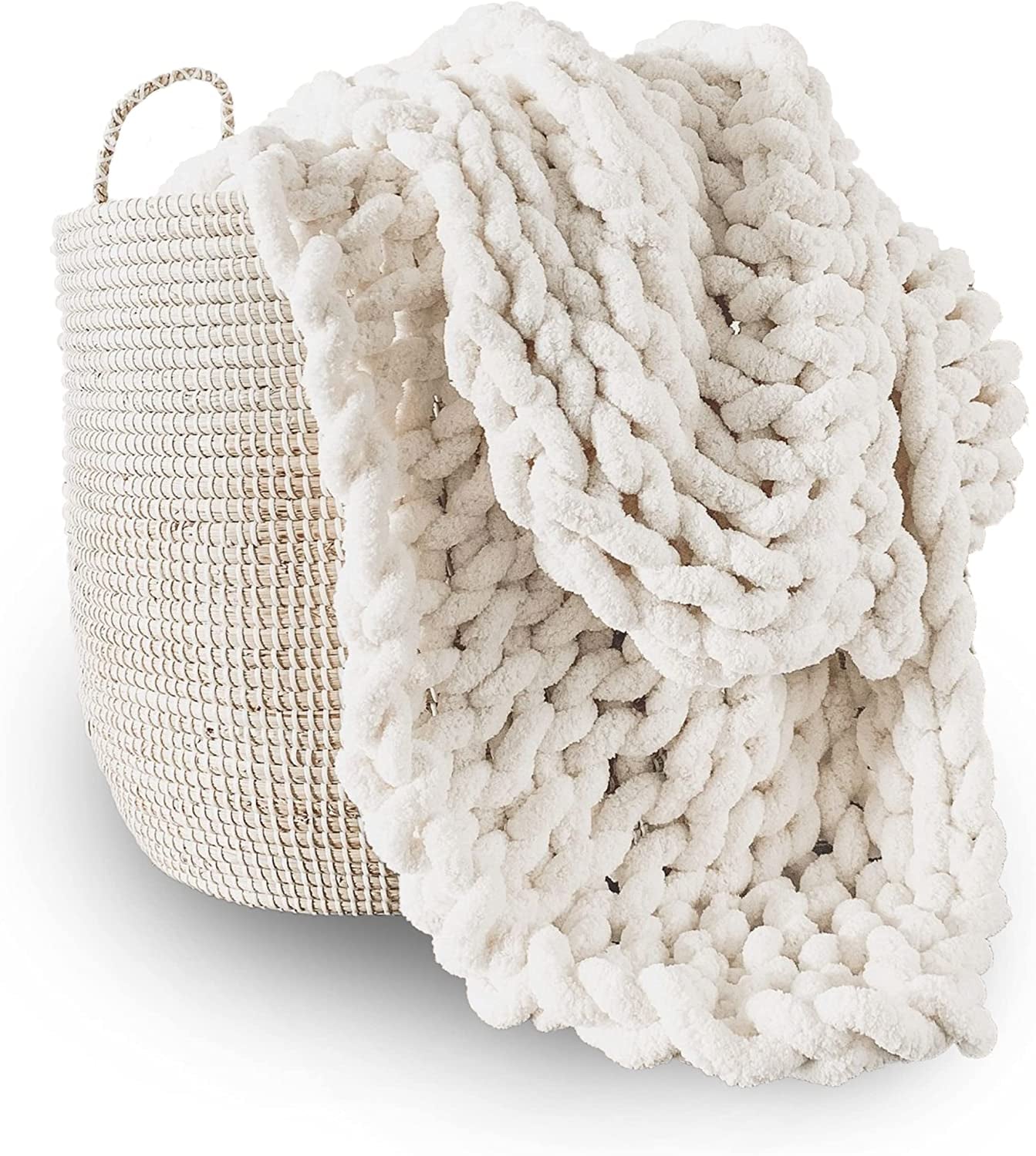 Masivní pletená deka, přehoz, 100% ručně pletená žinylkovou přízí Jumbo (127 X 152,4 cm, šeříkově šedá) Postele a přikrývky Adyrescia krémově bílá 60 "X80"