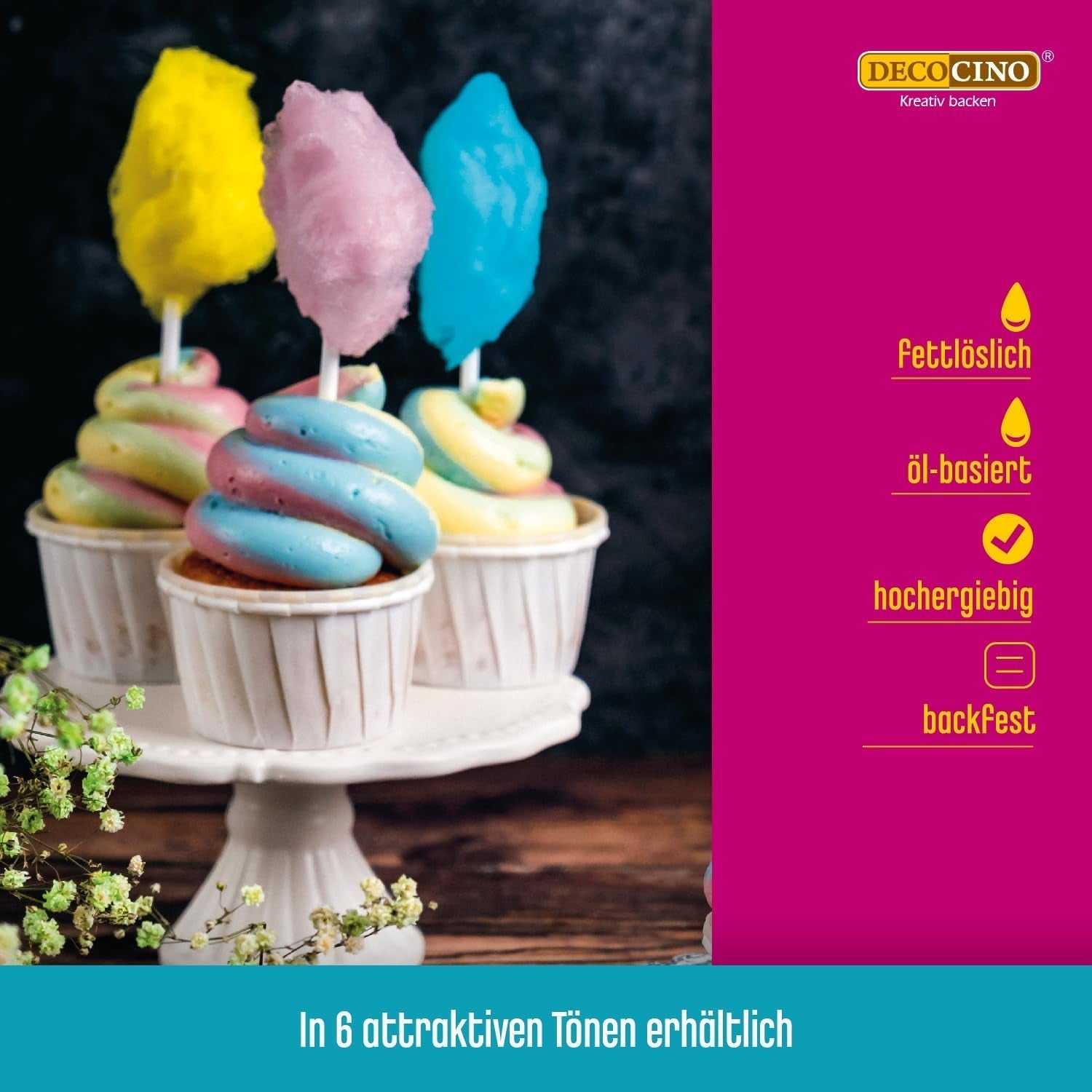 DECOCINO Žlutá barvicí pasta rozpustná v tucích - 15 g - Potravinářské barvivo na olejové bázi, ideální pro barvení čokolády, máslového krému, fondánu nebo těsta na sušenky