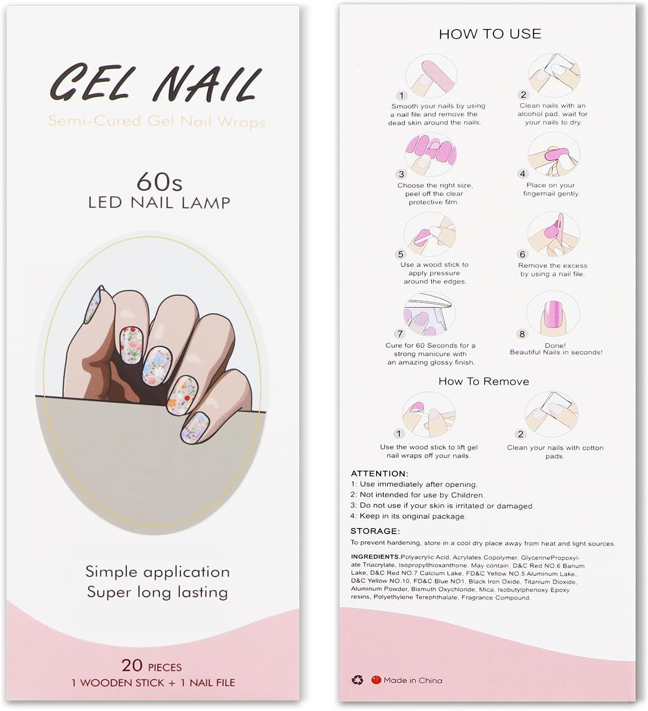 JMEOWIO Nagelfolie UV Härtend Bunter Blumenglitzer UV gelové proužky na nehty Nálepka na nehty Nagelaufkleber Nail Art Dekoration Nageldesign Zubehör