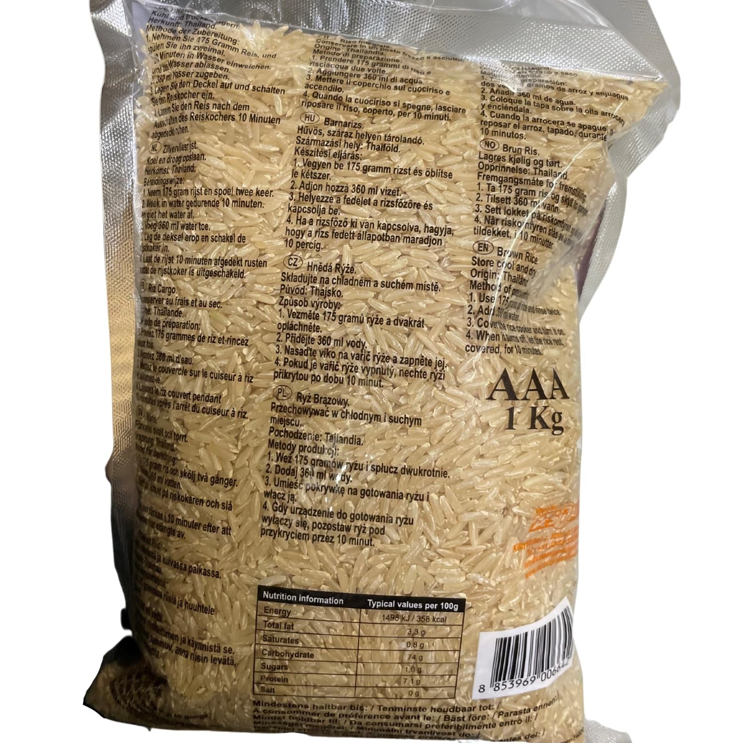 ROYAL THAI RICE - Voňavá dlouhozrnná hnědá rýže - 1 x 1 kg