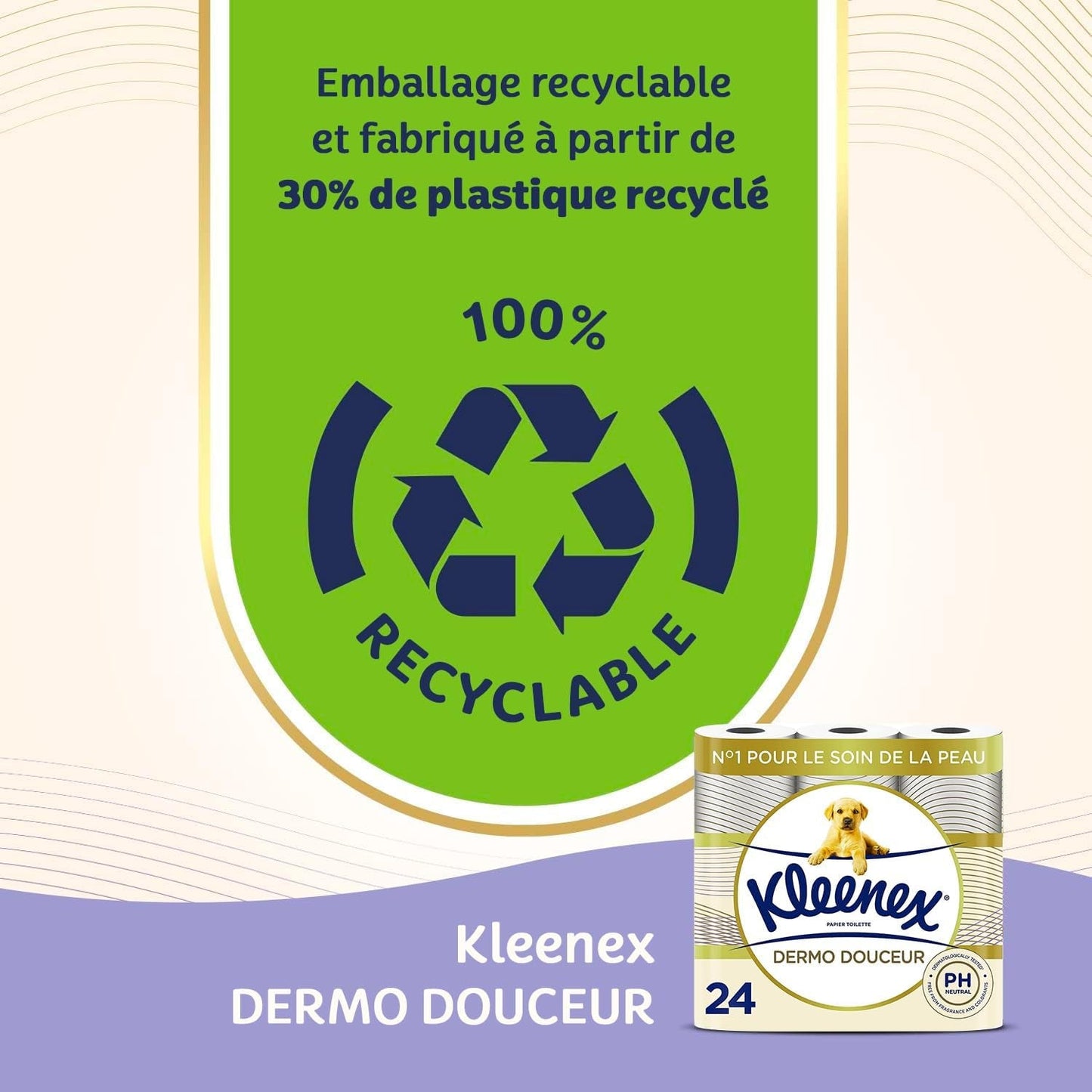 KLEENEX Dermo Douceur 4230420 Toaletní papír, 24 rolí (4 X 6 rolí) bílý, 24 Unité (šarže 6)