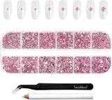 Beadsland 2500 ks Glas Nailart Strasssteine ​​​​Kristall Flatback Edelsteine ​​Runde, ​​Für Handwerk Gemischt 8 Größen SS4 ~ SS30 Mit Picking Pinzette Und Stift (Kristall Weiss)