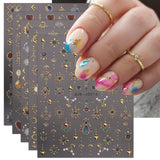 JMEOWIO Nálepka na nehty Herz Mond Stern 9 Blatt Nálepka na nehty Selbtklebend Nagelaufkleber Bunt Dekoration Nageldesign Zubehör