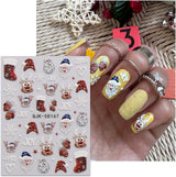 JMEOWIO 3D Nálepka na nehty Weihnachten Glitzer Nail Art Nálepka Selbstklebend Nagelaufkleber 5D Stereoskopické Schneeflocke Winterurlaub Süß Dekoration Nageldesign Zubehör 4 Blatt