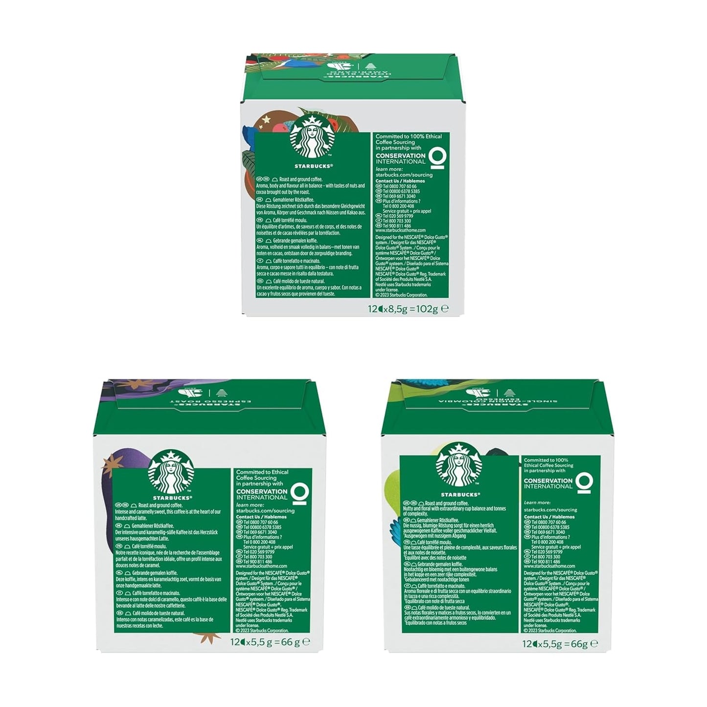 STARBUCKS Probierset, Espresso-Varianten od Nescafé Dolce Gusto Kaffeekapseln 6 x 12 (72 Kapsel) - Exklusiv bei Amazon