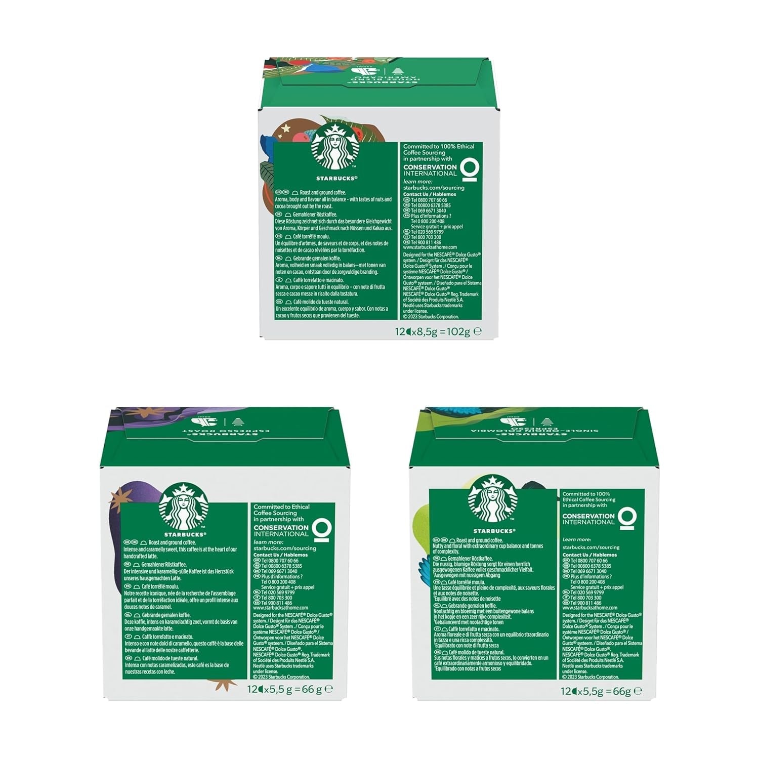 STARBUCKS Probierset, Espresso-Varianten od Nescafé Dolce Gusto Kaffeekapseln 6 x 12 (72 Kapsel) - Exklusiv bei Amazon
