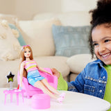 Sada módní panenky Barbie a šatní skříň s oblečením, doplňky a salonním nábytkem, dlouhotrvající kadeřnická zábava pro děti od 3 let, HPL78
